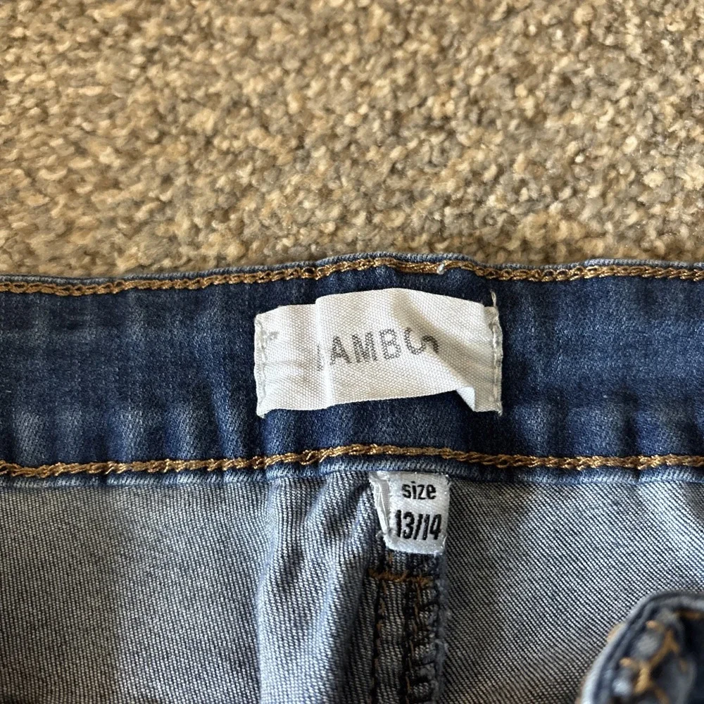 Bamboo Womens Size‎ 13/14 Medium Wash High Rise Distressed Boyfriend Jeans